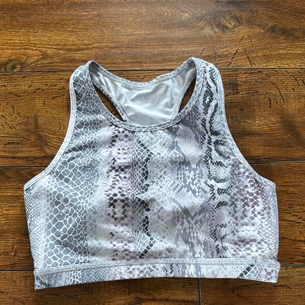Mono B Gray Snake Print Sports Bra